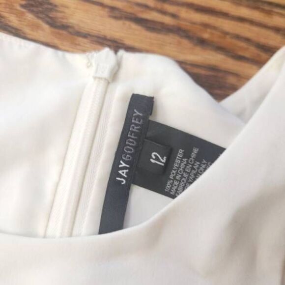 NWT Jay Godfrey Gallagher Mini  Dress Light Ivory White Asymmetrical Hem Sz 12 - Picture 3 of 4
